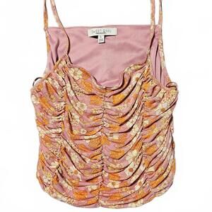 Sweet Rain Y2K L Camisole Cami Tank Top Ruched Cropped 2000s Style Whimsy Fairy